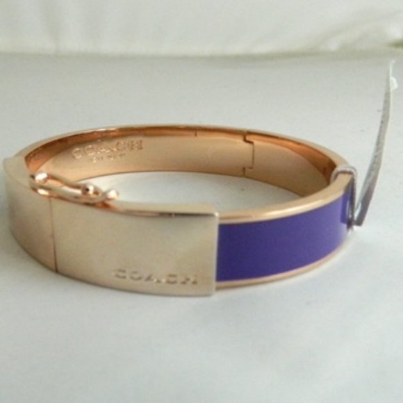 COACH Half Inch Lozenge Hinged Bangle Purp/Rose - Picture 1 of 2